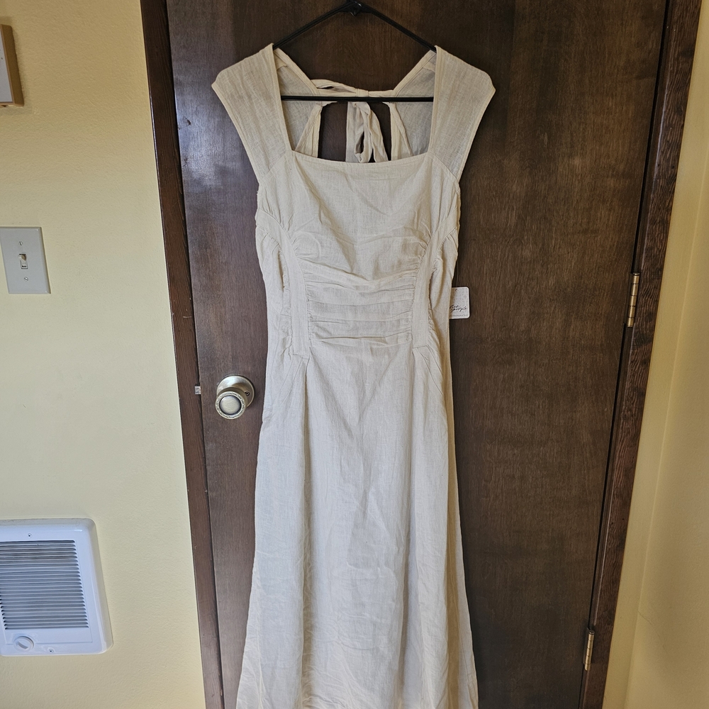 Free People Cream Backless Dress